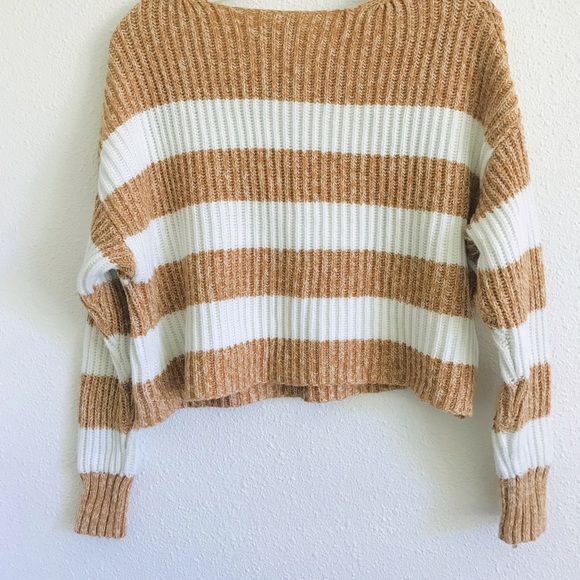 American Eagle striped knit cropped sweater long sleeve size Small - Picture 3 of 5